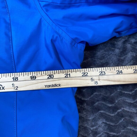 L.L. Bean Blue Hooded Raincoat Jacket Fleece Lined Womens size Medium - Picture 11 of 12
